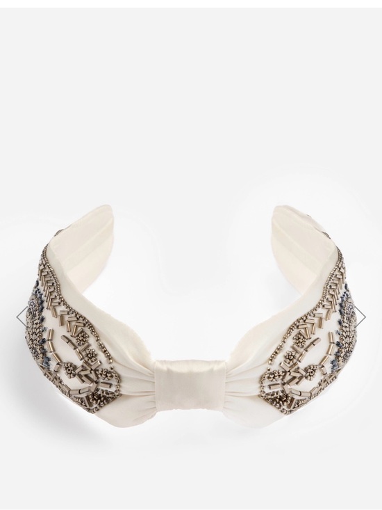 Johnny Was Accessories - JOHNNY WAS La Jolla Embellished Silk Headband Ivory